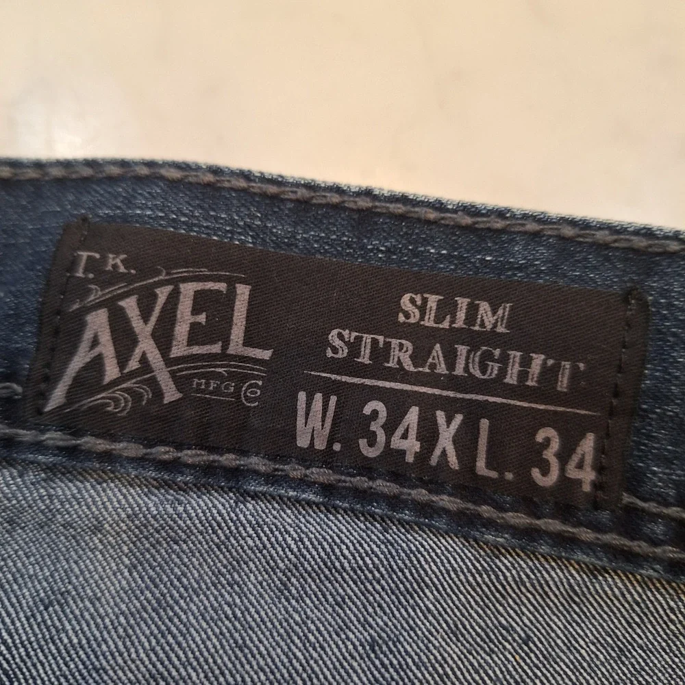 T.K. Axel Slim Straight Jeans Mens 34x34 Blue Denim Stretch Casual Pants Western